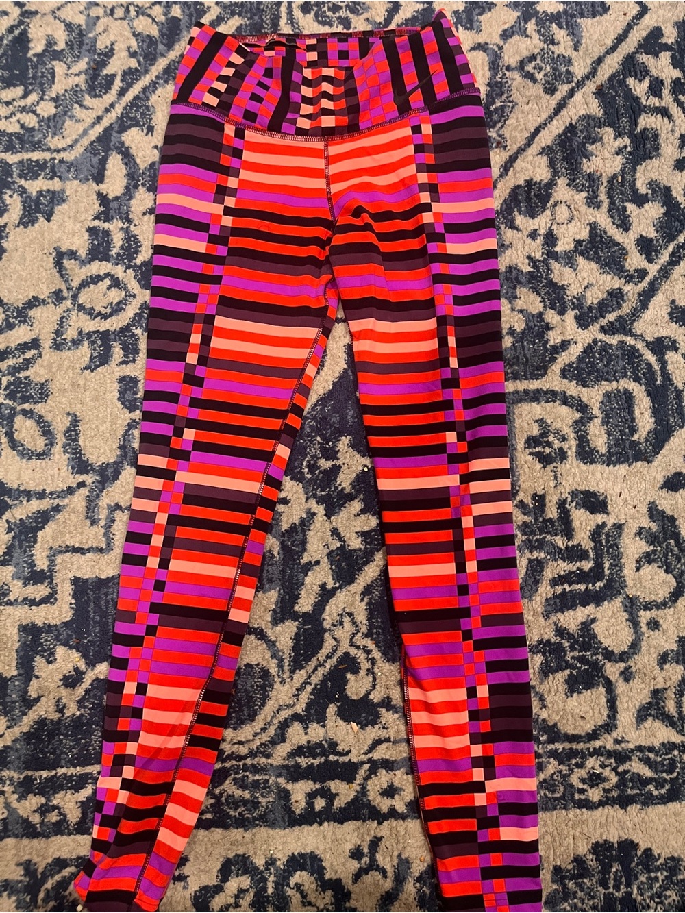 Nike Red Pink Purple Striped Active Leggings